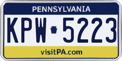 PA license plate KPW5223