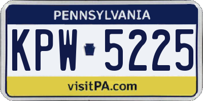 PA license plate KPW5225