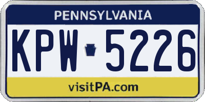 PA license plate KPW5226