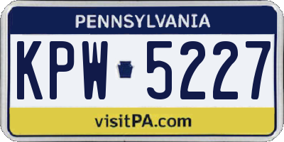 PA license plate KPW5227