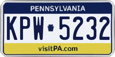 PA license plate KPW5232