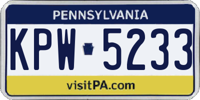 PA license plate KPW5233