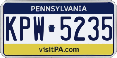 PA license plate KPW5235