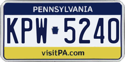 PA license plate KPW5240