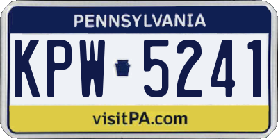 PA license plate KPW5241