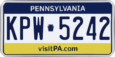 PA license plate KPW5242