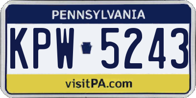 PA license plate KPW5243