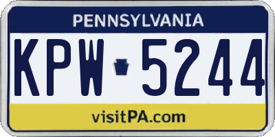PA license plate KPW5244