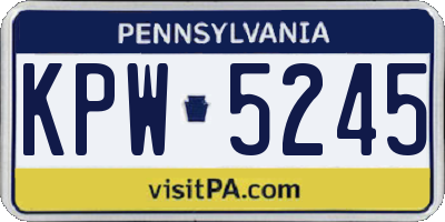 PA license plate KPW5245