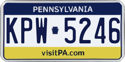 PA license plate KPW5246