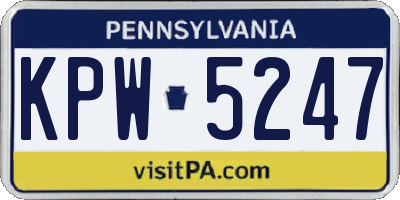 PA license plate KPW5247