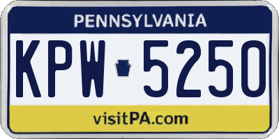 PA license plate KPW5250