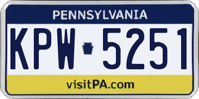 PA license plate KPW5251
