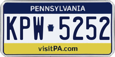 PA license plate KPW5252