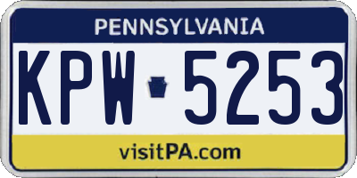 PA license plate KPW5253
