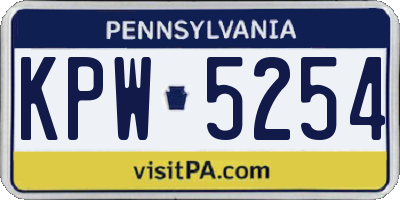 PA license plate KPW5254