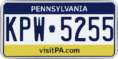 PA license plate KPW5255