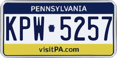 PA license plate KPW5257