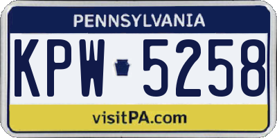 PA license plate KPW5258
