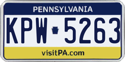 PA license plate KPW5263