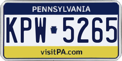 PA license plate KPW5265