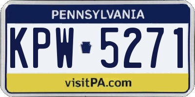 PA license plate KPW5271