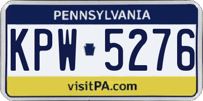 PA license plate KPW5276