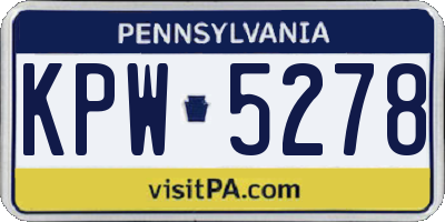 PA license plate KPW5278