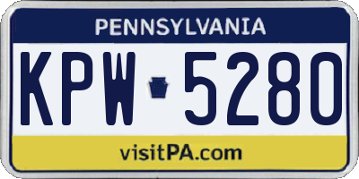 PA license plate KPW5280