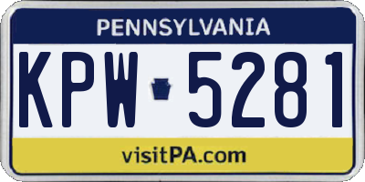 PA license plate KPW5281