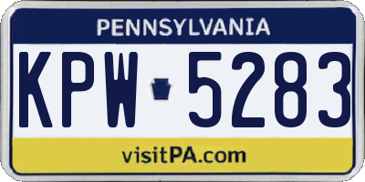 PA license plate KPW5283