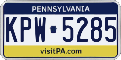 PA license plate KPW5285