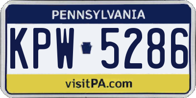 PA license plate KPW5286