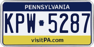 PA license plate KPW5287