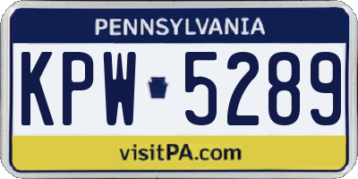 PA license plate KPW5289