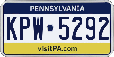 PA license plate KPW5292