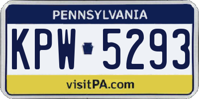 PA license plate KPW5293