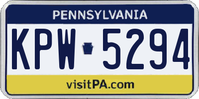 PA license plate KPW5294