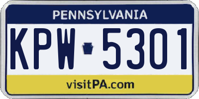 PA license plate KPW5301