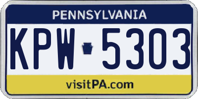 PA license plate KPW5303
