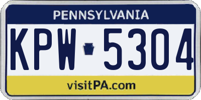 PA license plate KPW5304