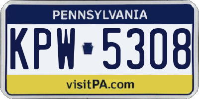 PA license plate KPW5308