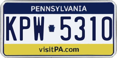 PA license plate KPW5310