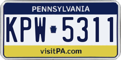 PA license plate KPW5311