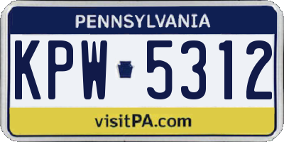 PA license plate KPW5312
