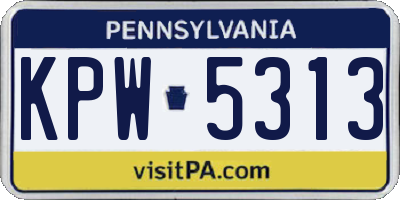 PA license plate KPW5313
