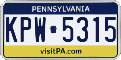 PA license plate KPW5315