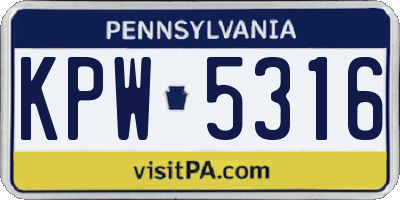 PA license plate KPW5316