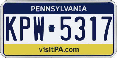 PA license plate KPW5317