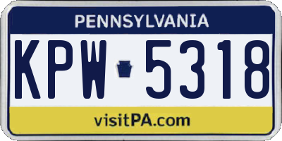 PA license plate KPW5318